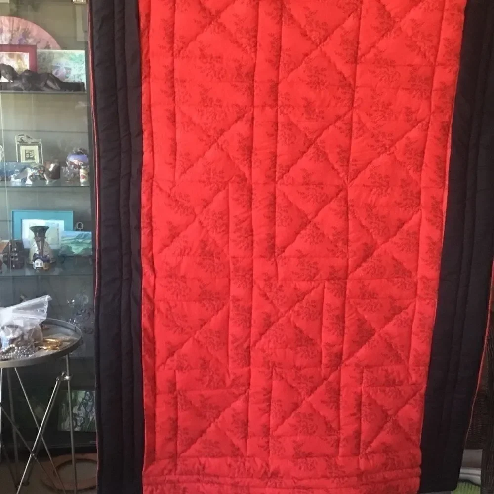 NWT Hand Crafted Red/Black/Grey/White Quilt